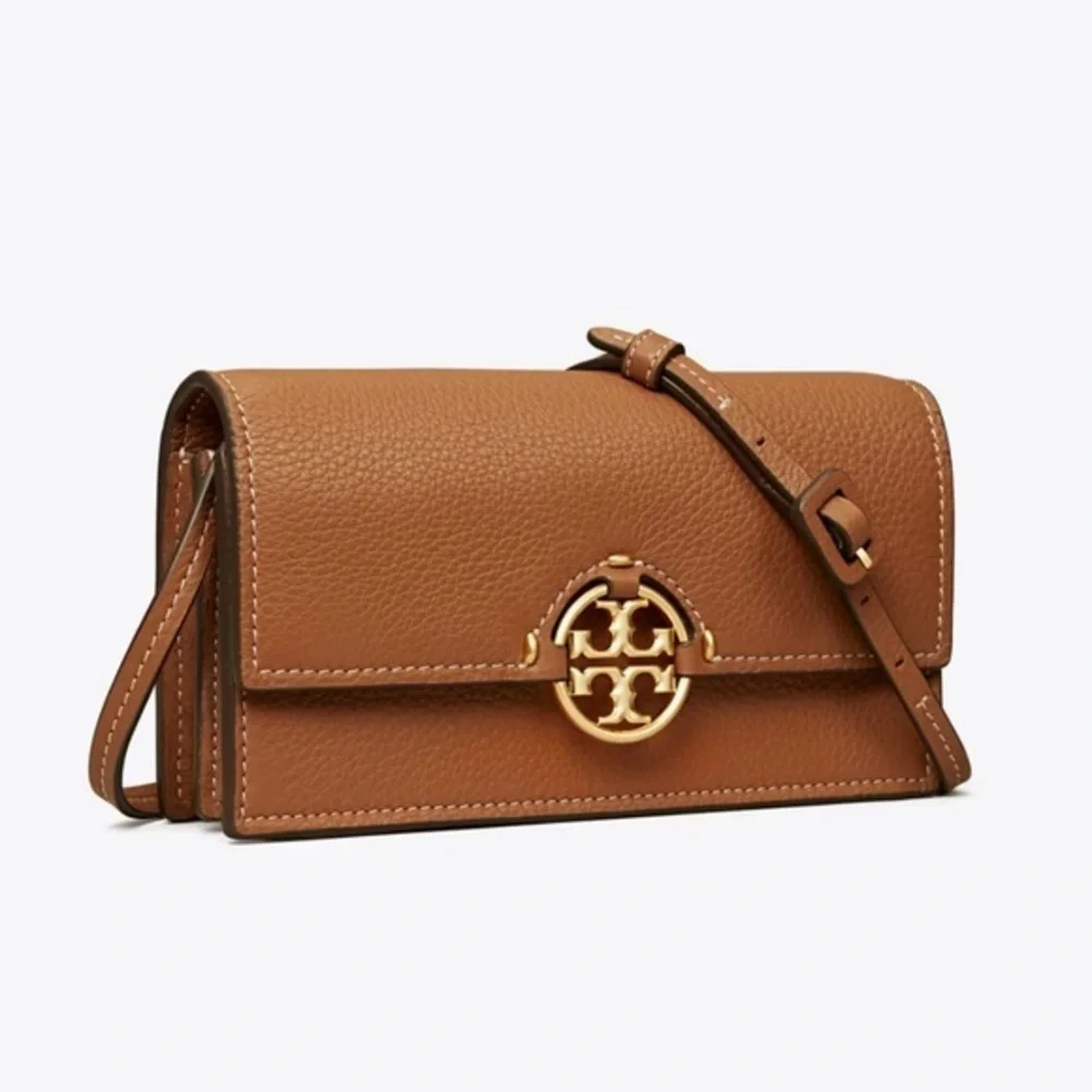 Tory Burch MILLER WALLET CROSSBODY bag Leather Clutch with Gold Accent